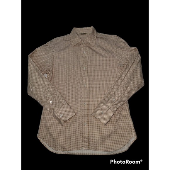 Journal Standard Mens Medium Slim Fit Dress Shirt Button Down Check White Orange - Picture 1 of 14